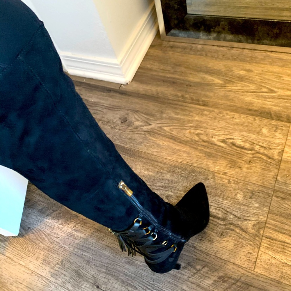 BCBG Black stretch suede
